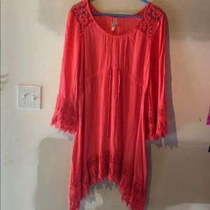 Monoreno Peach Large Lace Dress